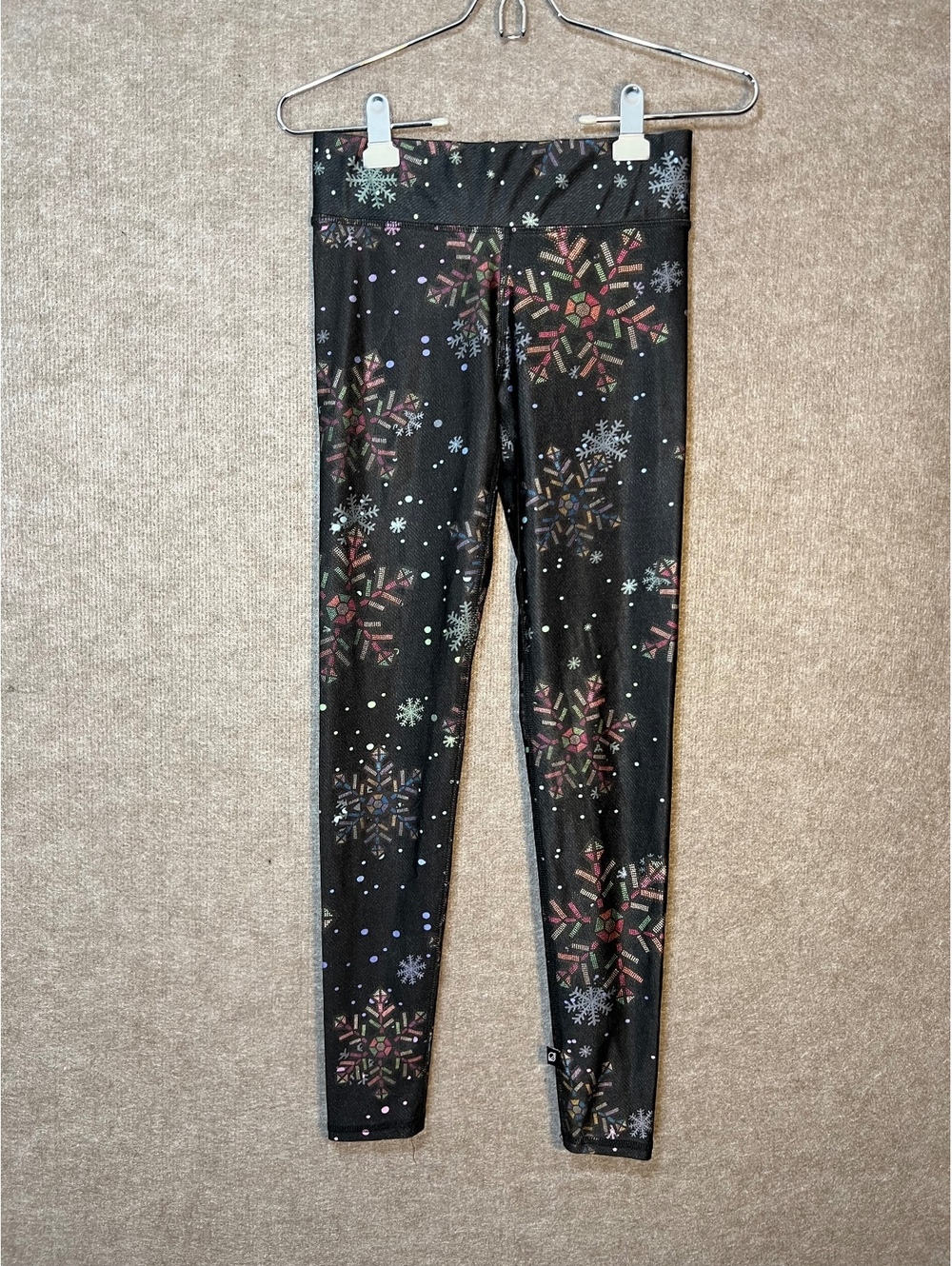 Terez Leggings Women’s Small Black Snowflake Holiday Print Activewear